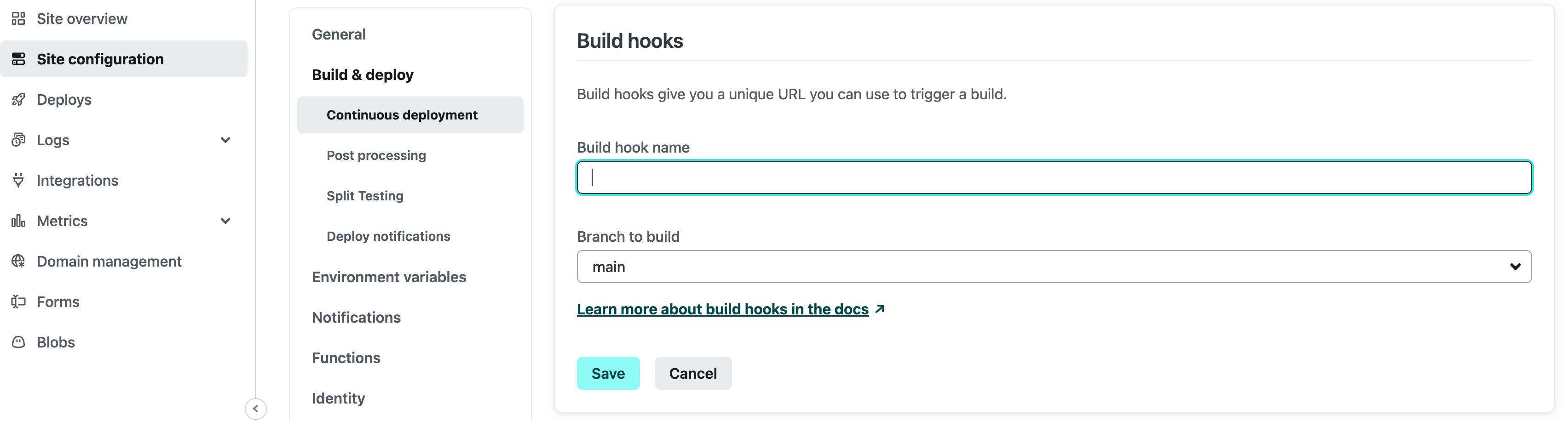 Netlify build hook